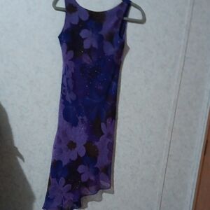 Floral Purple Sleeveless Dress